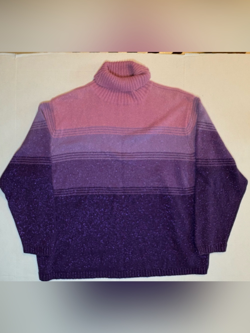 Fashion Bug Pink & Purple Turtleneck Pullover Sweater Ramie & Cotton Size 22/24